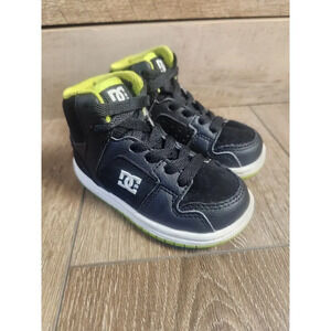 DC High‎ Top RA Spark Toddler Shoes Size 6 Black/Green EUC Skate Basketball